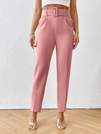 Pantaloni Office + Curea CADOU - Roz Pal [1]