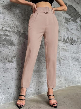 Pantaloni Colanti si Blugi - Pantaloni Office + Curea CADOU - Roz Pudra