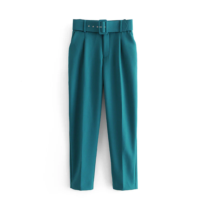 Pantaloni Colanti si Blugi - Pantaloni Office + Curea CADOU - Turcoaz