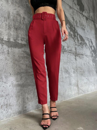 Pantaloni Colanti si Blugi - Pantaloni Office + Curea CADOU - Visiniu
