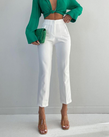 Pantaloni Colanti si Blugi - Pantaloni Office Karol - Alb