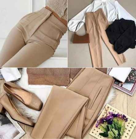Pantaloni Colanti si Blugi - Pantaloni Office Karol - Bej