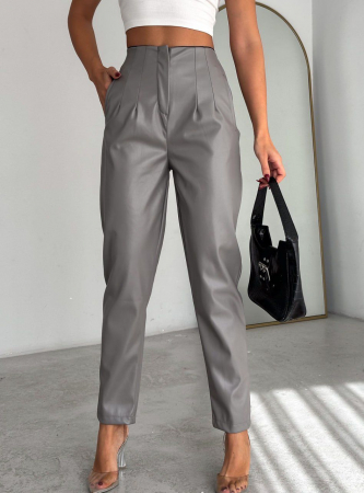 Pantaloni Colanti si Blugi - Pantaloni Office Karol Piele - Gri