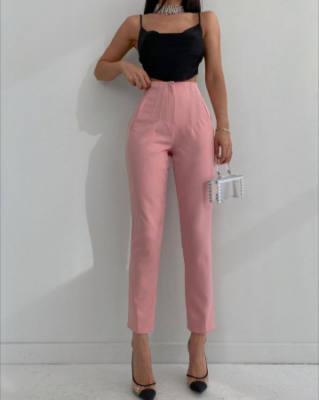 Pantaloni Colanti si Blugi - Pantaloni Office Karol - Roz Pudra