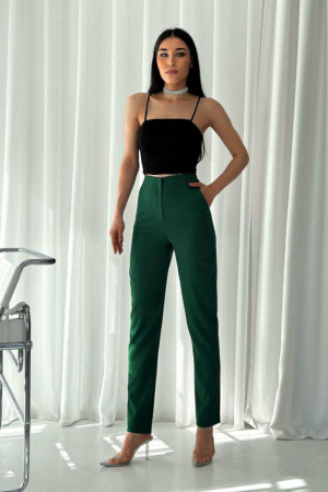 Pantaloni Colanti si Blugi - Pantaloni Office Karol - Verde Inchis