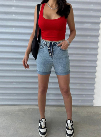 NOUTĂȚI - Pantaloni Scurți Denim Brooklyn - Albastru