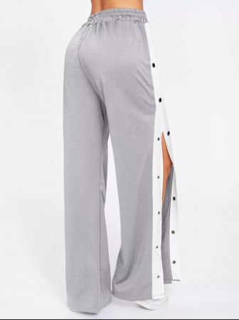 Pantaloni Sport cu Capse Evazati - Gri [3]