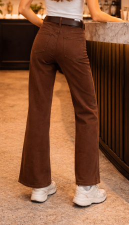 Pantaloni wide leg din catifea + curea CADOU – Cocoa Flow [1]