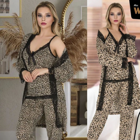 Pijamale si halate de baie - Pijama 3 piese - Animal Print