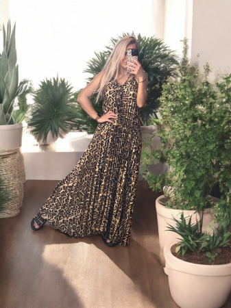 Noutati - Rochie Animal Print Vaporoasa in pliuri