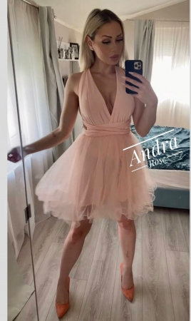 Rochii si Fuste - Rochie Baby Doll - Roz pudra