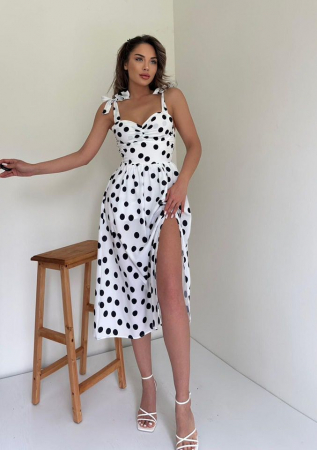 Noutati - Rochie Black Dots - Alb