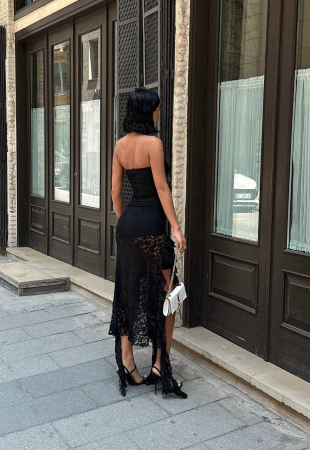 Rochie elegantă asimetrică din dantelă ISABELLA - Negru [3]