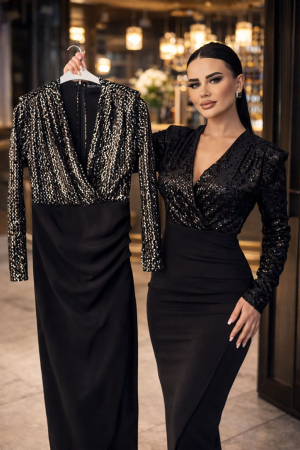 Noutati - Rochie Elegantă „Midnight Glam Wrap”