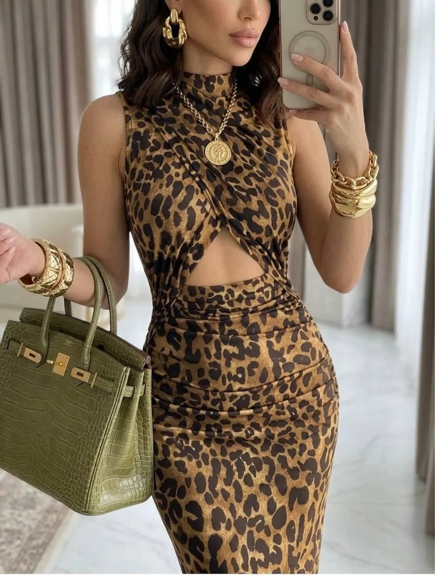 Rochie Lunga Eleganta Hot Instinct Leopard - Bej [6]