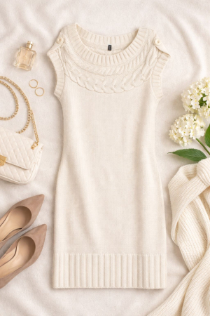 Rochii si Fuste - Rochie Luna Ivory Knit