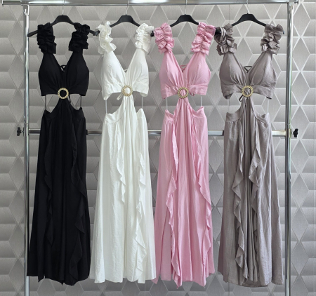 Rochie Lungă Elegantă Athena - Roz [1]