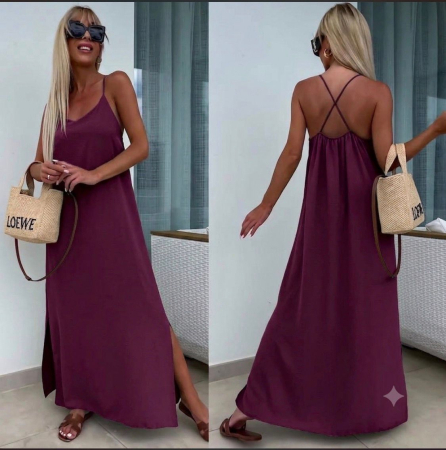 ÎMBRĂCĂMINTE - Rochie maxi cu spatele gol Summer Glow - Vișiniu