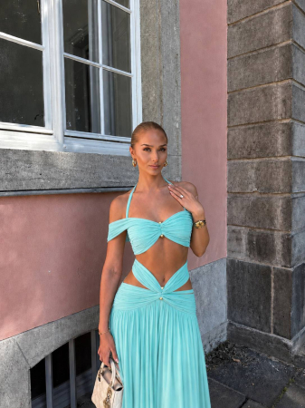 Rochie Maxi Elegantă Jasmine - Verde Mentă [4]