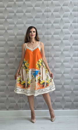 NOUTĂȚI - Rochie Midi Casual Sea Breeze - Portocaliu