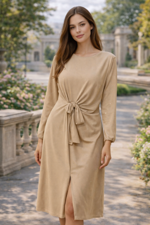 Rochii si Fuste - Rochie midi cu nod decorativ – Nude Glow