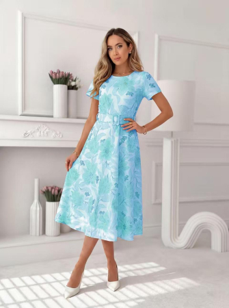 ÎMBRĂCĂMINTE - Rochie midi florala ALBASTRU - Golden Grace