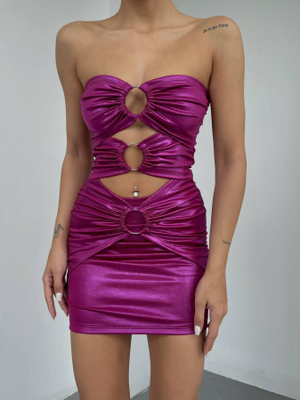 Rochie mini metalica - ROZ FUCHSIA [3]