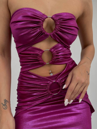 ÎMBRĂCĂMINTE - Rochie mini metalica - ROZ FUCHSIA
