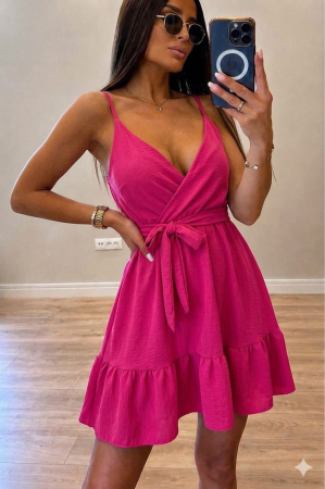 ÎMBRĂCĂMINTE - Rochie mini petrecută Selena - Roz Fuchsia
