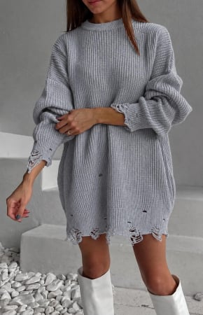 NOUTĂȚI - Rochie-pulover Ducatty - Gri