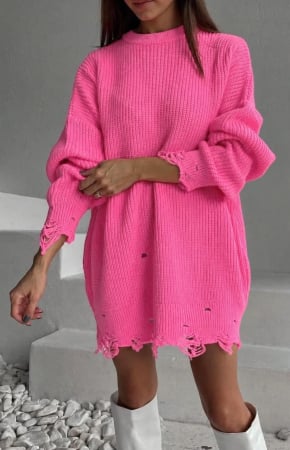 NOUTĂȚI - Rochie-pulover Ducatty - Roz