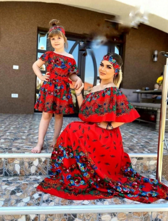 Rochii si Fuste - Rochie Rosie Florala - FETITA