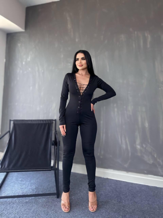 Salopeta neagra - Black Lace-Up [2]