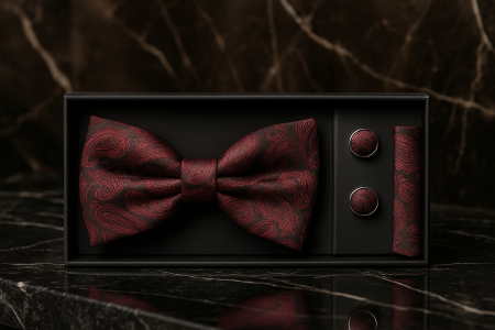 Set Bărbătesc Papion + Butoni + Batistă – Crimson Dominion [1]