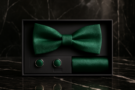 Set Bărbătesc Papion + Butoni + Batistă – Emerald Sovereign [1]