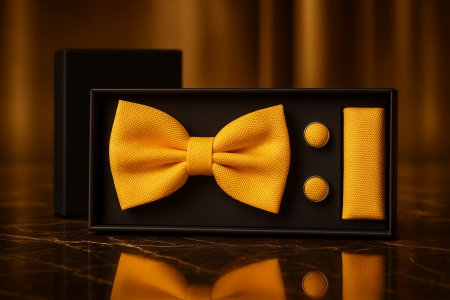 Set Bărbătesc Papion + Butoni + Batistă – Golden Statement [1]