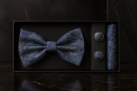 Set Bărbătesc Papion + Butoni + Batistă – Imperium Blue [1]