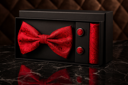 Set Bărbătesc Papion + Butoni + Batistă – Red Royale [1]