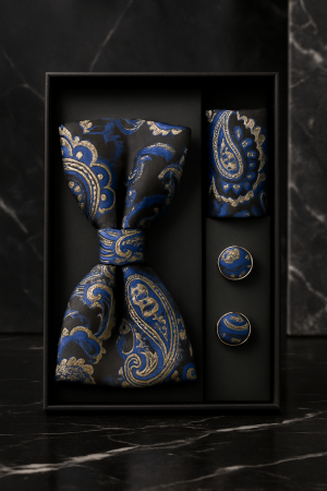 Set Bărbătesc Papion + Butoni + Batistă –  Regalis Nocturne [0]