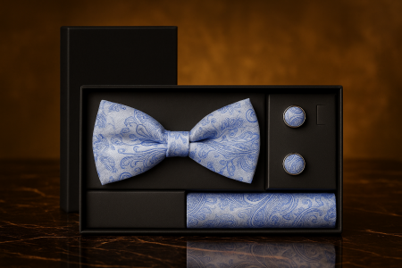 Set Bărbătesc Papion + Butoni + Batistă – Sky Sovereign [1]