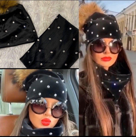 Noutati - Set Caciula +fular- Negru