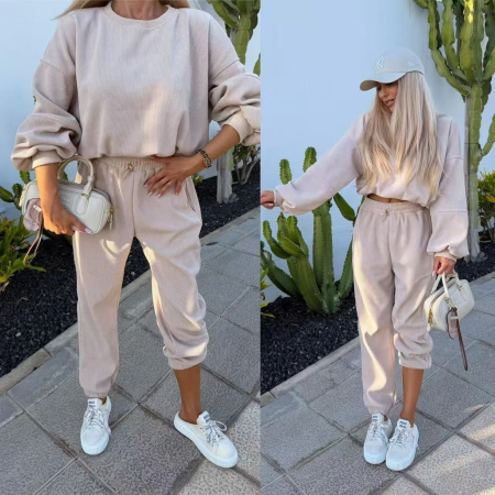 Treninguri si Compleuri - Set casual damă Lounge Style - Crem