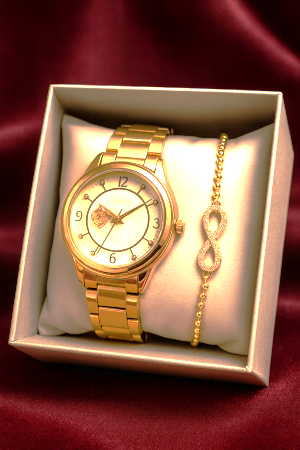 Ceasuri - Set Ceas + Bratara dama  - Golden Infinity Set