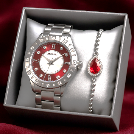 Noutati - Set Ceas + Bratara dama - Ruby Elegance Set