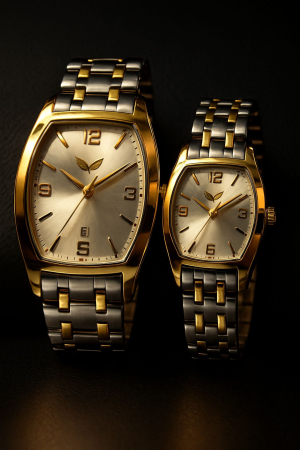 Accesorii si Bijuterii - Set Ceasuri Premium pentru Cuplu – Bicolor Gold & Silver Edition