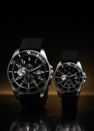 Accesorii si Bijuterii - Set Ceasuri Premium pentru Cuplu – Black Diver Edition