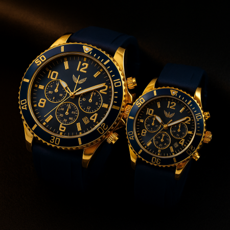 Accesorii si Bijuterii - Set Ceasuri Premium pentru Cuplu – Elegance Gold & Navy