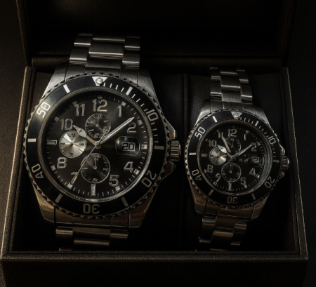 Accesorii si Bijuterii - Set Ceasuri Premium pentru Cuplu – Steel Black Edition