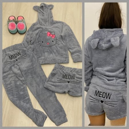 Pijamale si halate de baie - SET Cocolino KITTY GRI