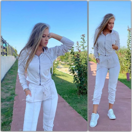 Treninguri si Compleuri - Trening alb catifea AUTUMN